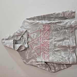 Adidas Girls L grey & white marbled hoodie